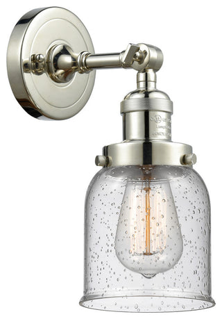 Small Bell 1-Light Sconce, Seedy Glass, Polished Nickel