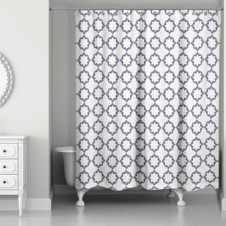 Navy Geo Pattern 71x74 Shower Curtain