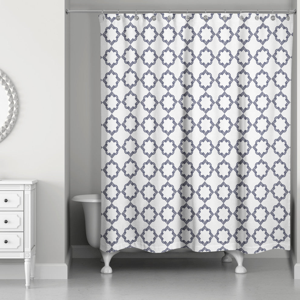 Navy Geo Pattern 71x74 Shower Curtain