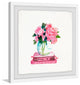 "Pink Books" Framed Painting Print, 12"x12"