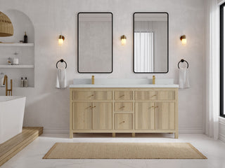 Sonoma Oak 72 Double Sink Bath Vanity with 2" Carrara Quartz