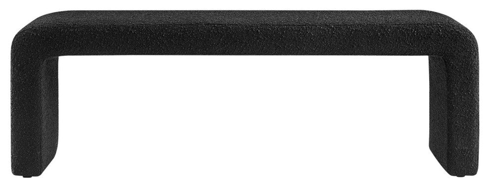 Simba Boucle Fabric Waterfall Long Bench - Black