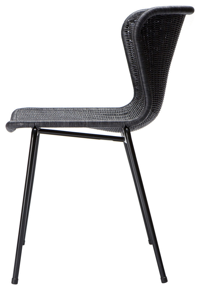 C603 Rattan Dining Chair, Black Frame, Charcoal Seat