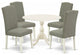 5Pc Dining Set, 1 Drop Leaves Table, 4 Dark Shitake Chair, Linen White