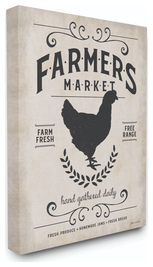 Farmers Market Rooster Animal Rustic Word Design, 24"x30"