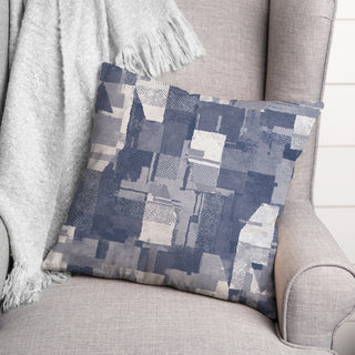 Navy Patchwork Fabric 18x18 Spun Poly Pillow