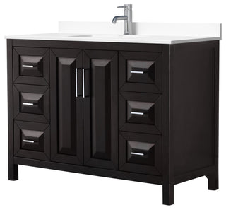 Daria 48, Single Vanity, Dark Espresso, White Marble Top, Square Sink