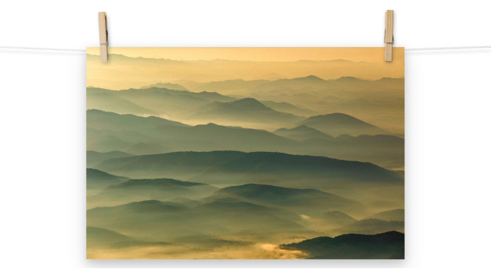 Foggy Mountain Layers at Sunset Landscape Photo Unframed Wall Art Prints, 12" X 18"