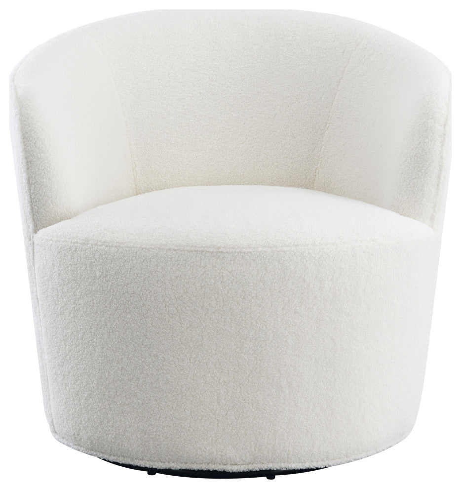 Joyce Upholstered Barrel Back Swivel Chair White