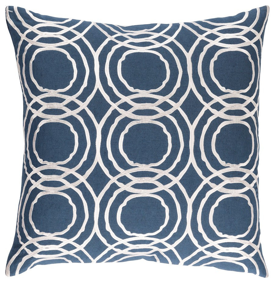 Surya Ridgewood RDW-004 18"x18" Pillow Kit, White/Navy