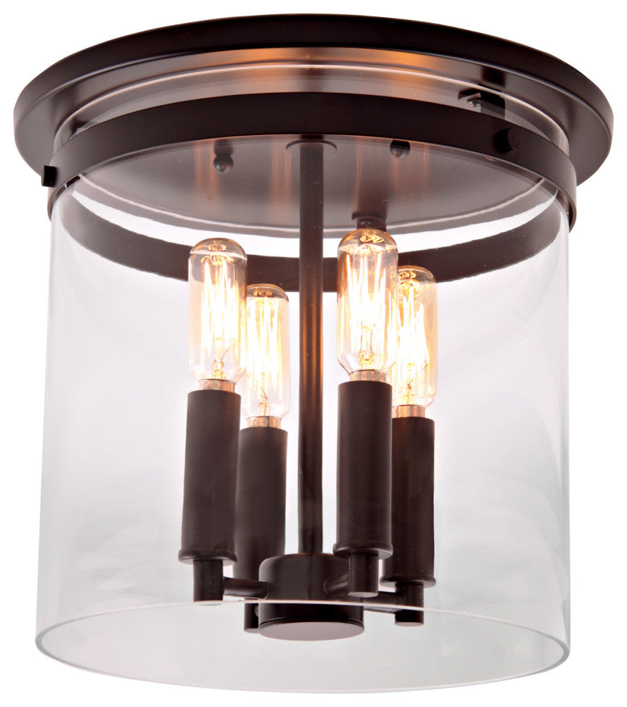 Roxbury four light cylinder glass flushmount