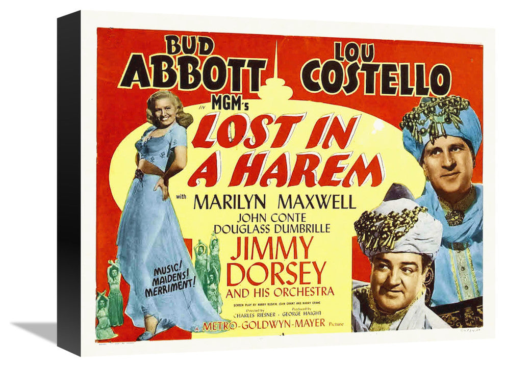 "Abbott & Costello - Lost In A Harem" Canvas Giclee, 16"x13"