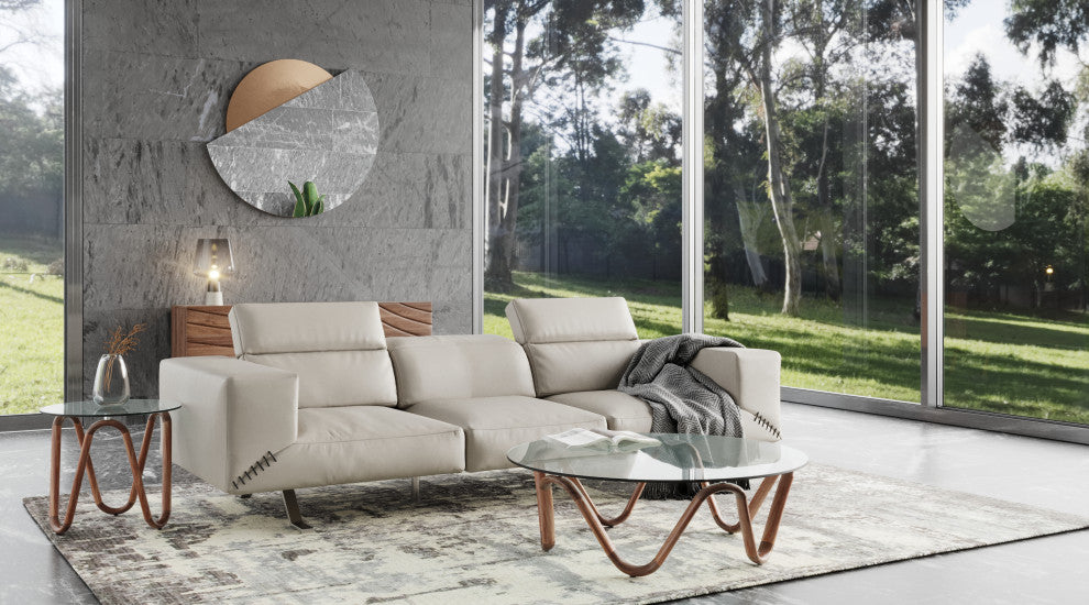 Modrest Lassen Modern Glass and Walnut End Table