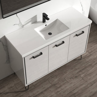 Bonnie 48" Single Bathroom Vanity Set Ceramic, Glossy White