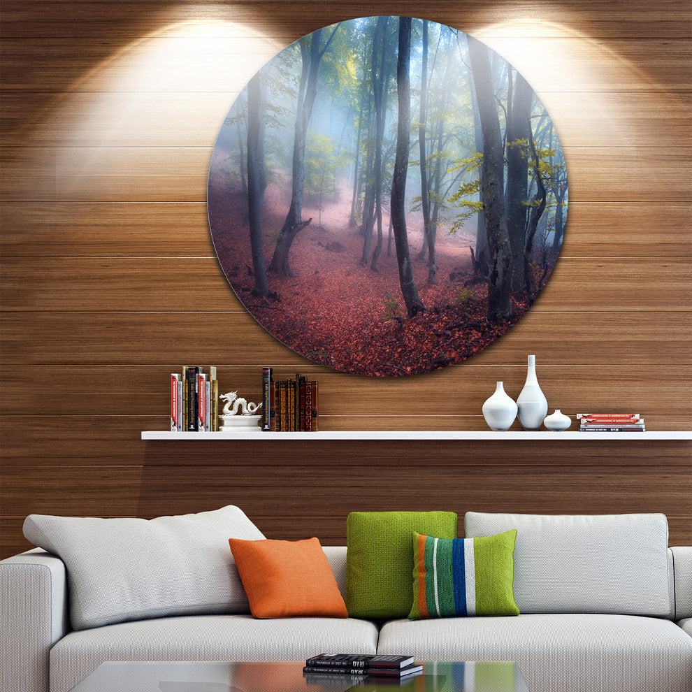 Mysterious Fairytale Green Wood, Landscape Disc Metal Wall Art, 11"