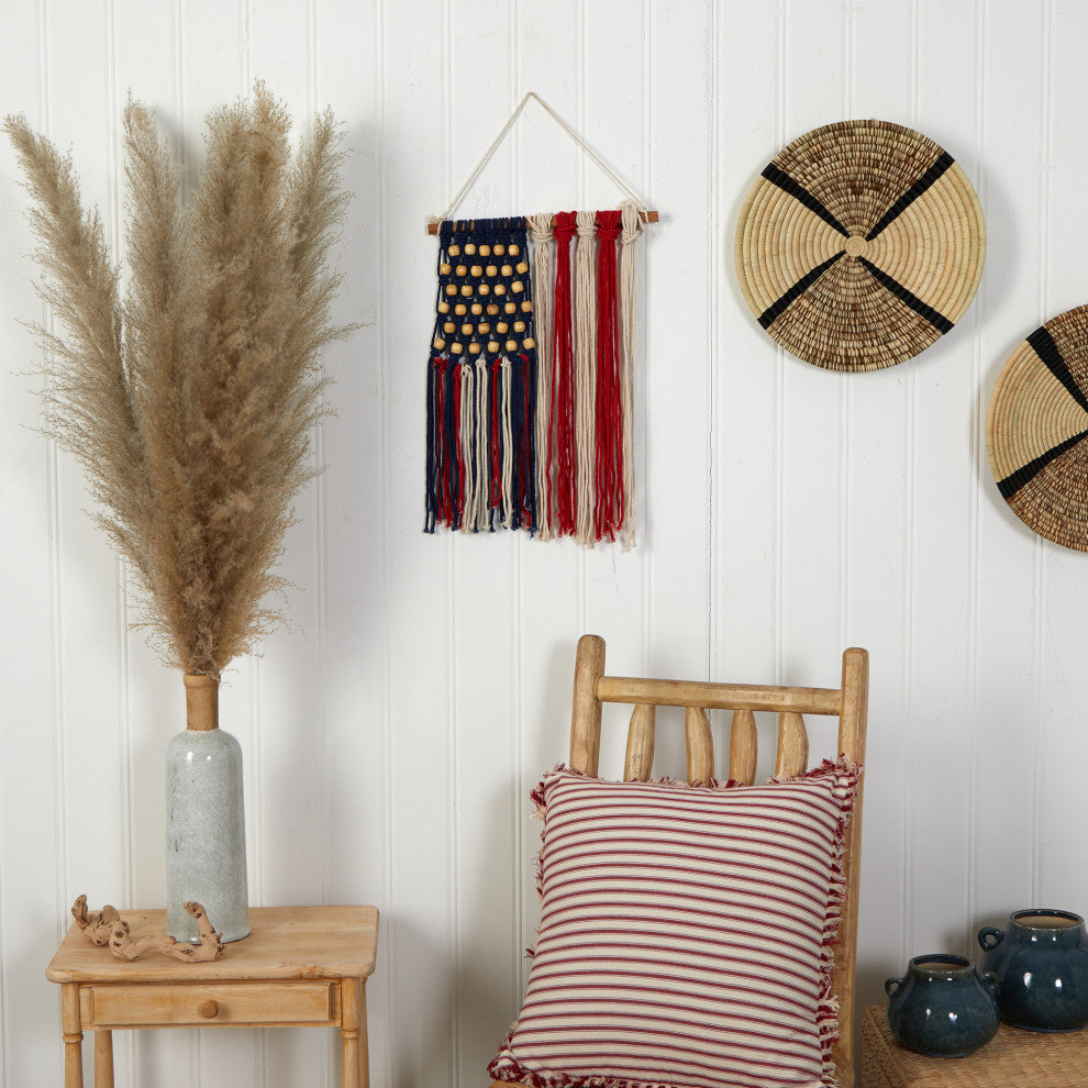 14" x 18" Handmade American Flag Americana Macrame Wall Hanging Art Decor