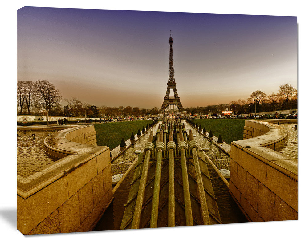 Beautiful View of Paris Eiffel Tower, Landscape Canvas Art Print, 20"x12"