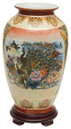 14" Satsuma Peacock Porcelain Tung Chi Vase