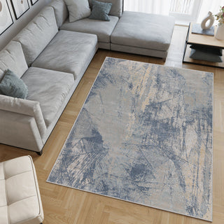 Machine Washable Cooper Blue/Beige Rug
