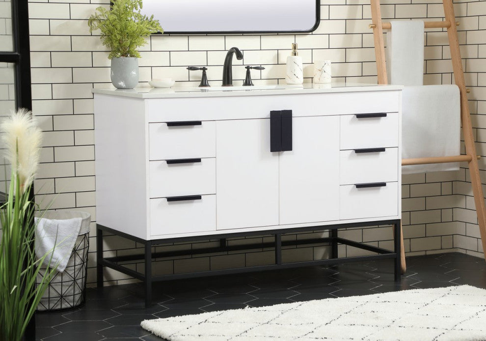 Home Living 22" Modern White-Light Bathroom Vanity