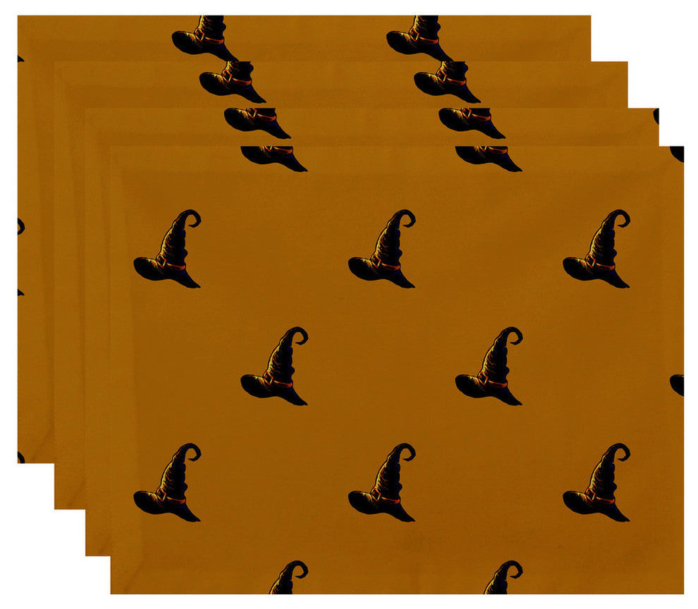 18"x14" Witches Brew, Holiday Print Placemat, Gold, Set of 4