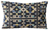 Plutus Blue Morocco Damask Luxury Throw Pillow, 12"x20"
