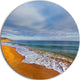 Dark Beach Under Cloudy Skies, Modern Beach Round Wall Art, 36"