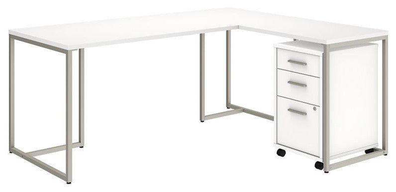 Office by kathy ireland Method 72" L-Desk With 30" Return and Mobile File, White