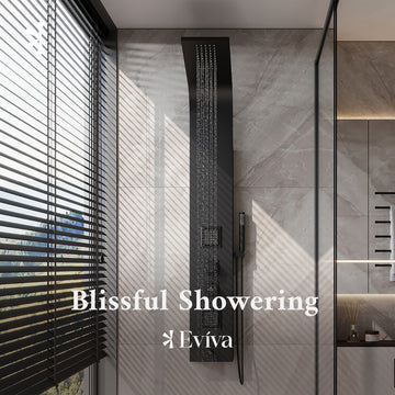 Eviva Mulino Black Aluminum Thermostatic Shower Massage Panel