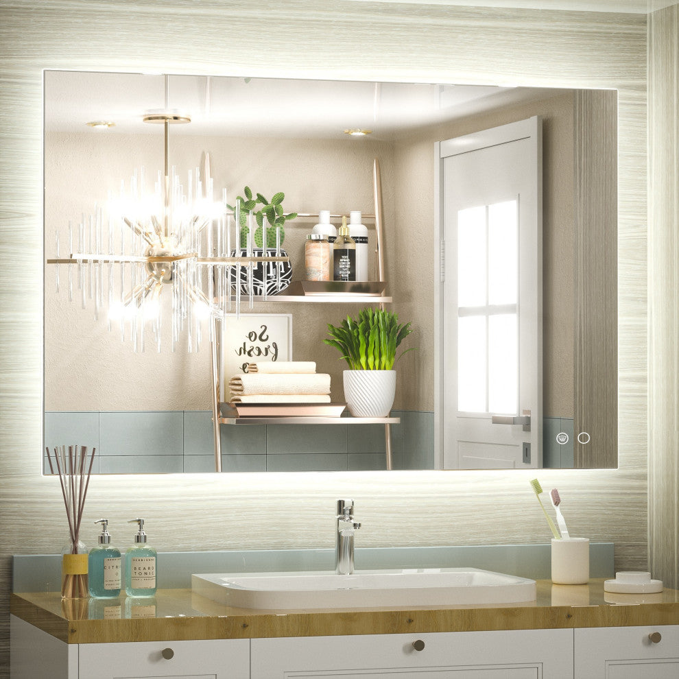 Backlit LED Mirror for Bathroom, Anti-Fog Dimmable, Silver, 40x28