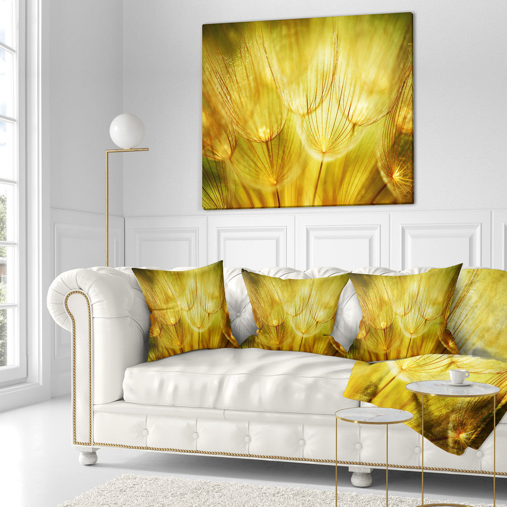Soft Yellow Dandelion Flowers Floral Throw Pillow, 18"x18"