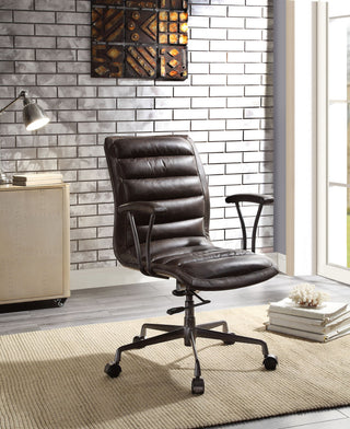 Zooey Executive Office Chair, Distress Chocolate Top Grain Leather