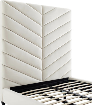 TOV Furniture Javan Cream Velvet Bed in Queen