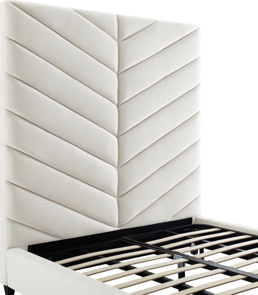 TOV Furniture Javan Cream Velvet Bed in Queen