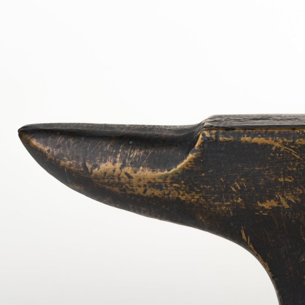 Anvilia, 2-Piece Set, 12Lx4W Black With Gold Accents Anvil Shaped Bookends