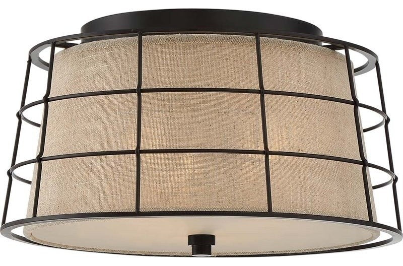 Quoizel LND1616MC Three Light Flush Mount Landings Mottled Cocoa