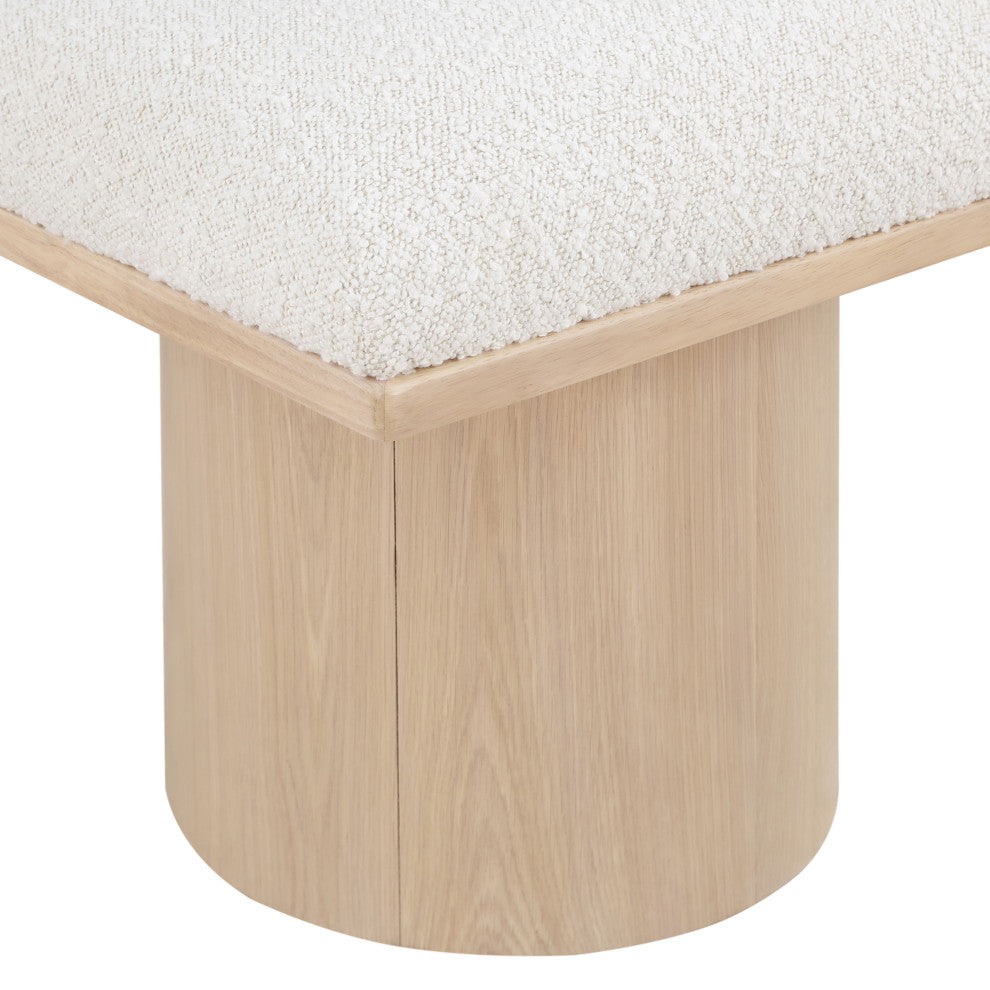 Pavilion Boucle Fabric Upholstered 8-Piece Modular Bench, Cream, Natural Finish