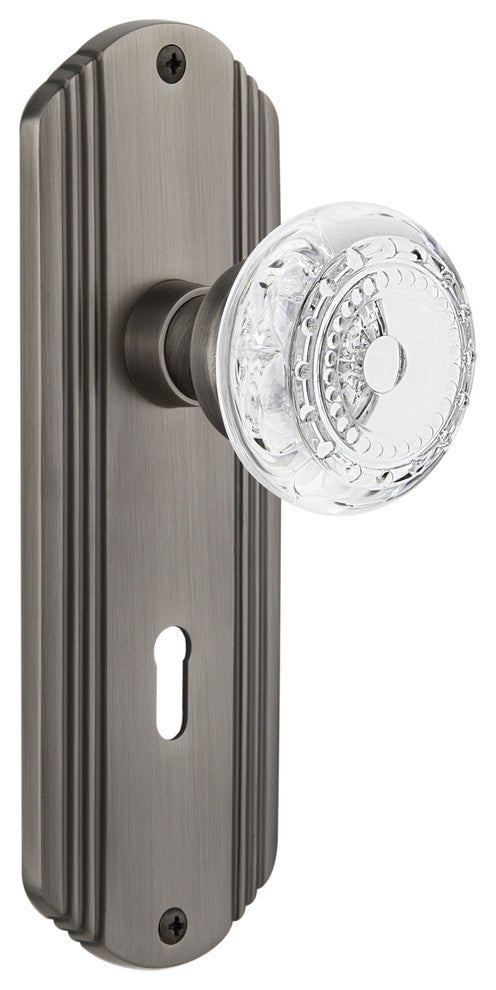 Deco Plate Double Dummy Crystal Meadows Knob, Antique Pewter, DECCME