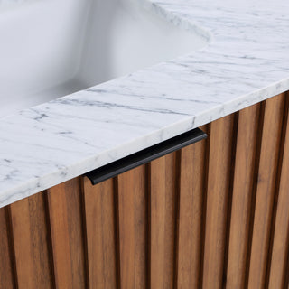 Terra Bathroom Vanity, Walnut/Matte Black With Carrara Marble, 24"