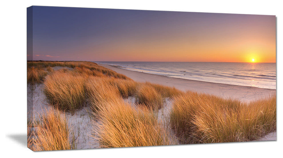 Sunset on Texel Island Beach, Oversized Seashore Canvas Art Print, 60"x28"