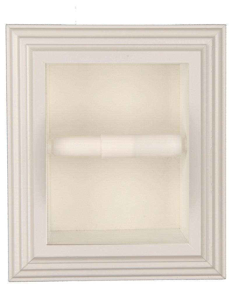 Tampa Recessed Solid Wood Toilet Paper Holder 7 x 8.5, White Enamel