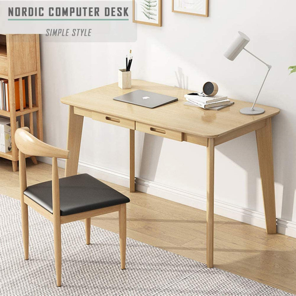 Modern Solid Wood Writing Desk with Drawer