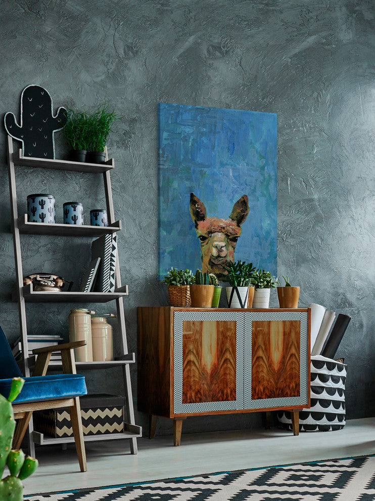 "What up Llama" Painting Print on Wrapped Canvas, 8"x12"