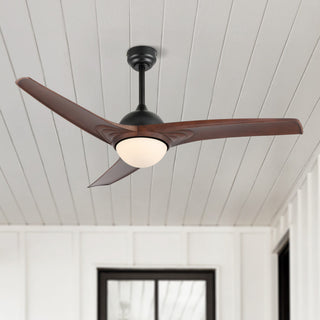 Sully 52" App/Remote 6-Speed LED Ceiling Fan, Neutral Brown Wood/White