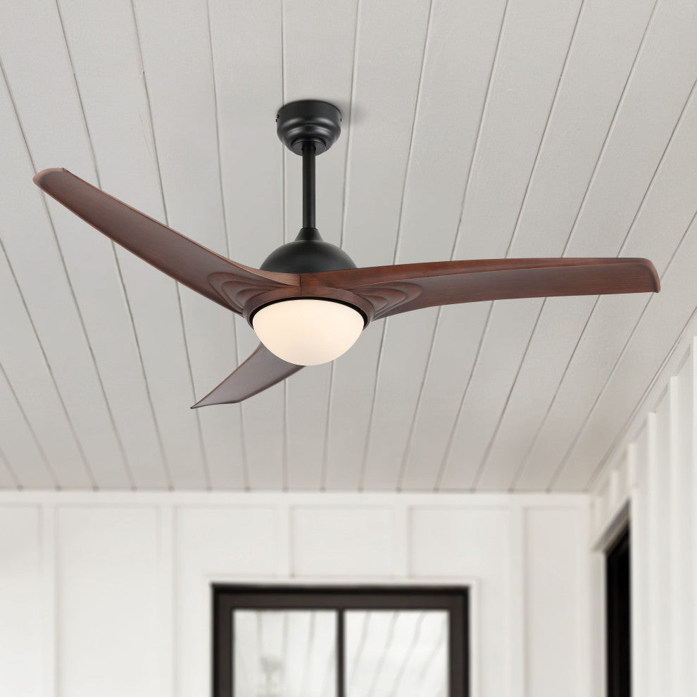 Sully 52" App/Remote 6-Speed LED Ceiling Fan, Neutral Brown Wood/White