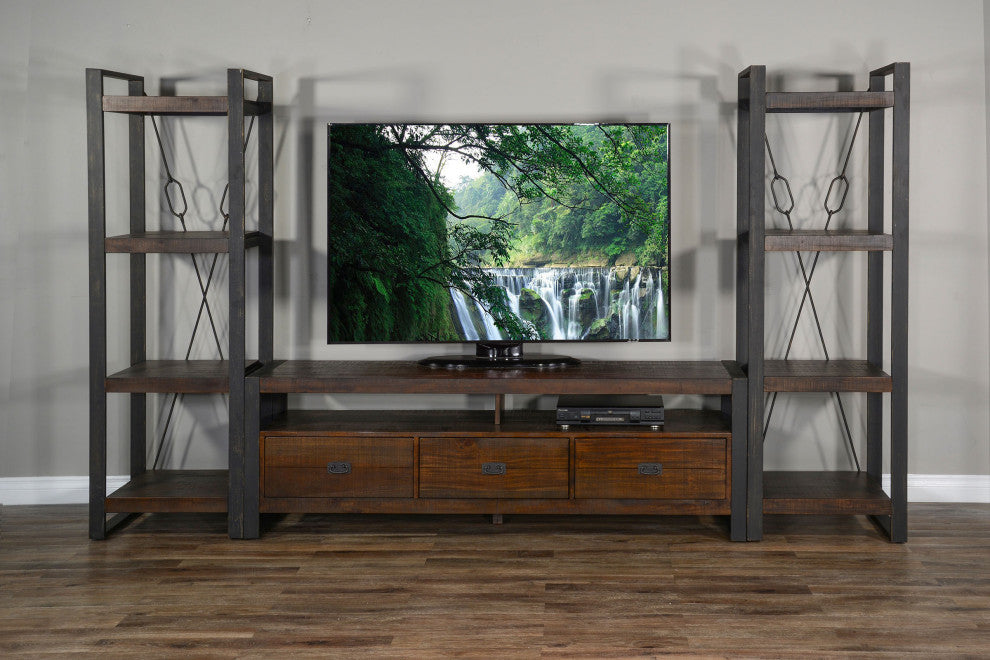 78" TV Stand Media Console Modern Rustic Industrial Cabinet