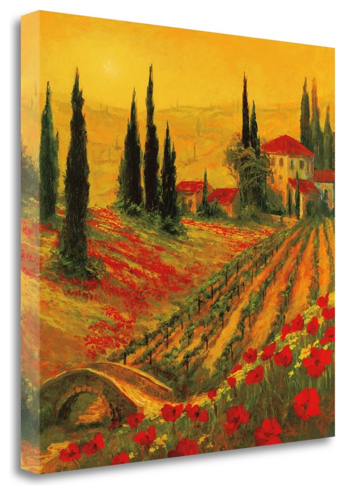 "Poppies Of Toscano I" By Art Fronckowiak, Giclee Print on Gallery Wrap Canvas