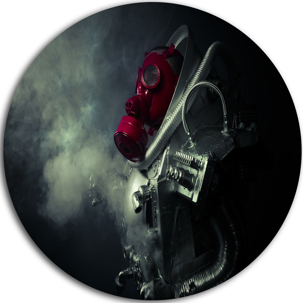 Post Apocalyptic Survivor, Portrait Digital Art Disc Metal Artwork, 36"