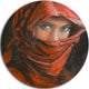Arabian Woman In Hijab, Portrait Round Metal Wall Art, 11"