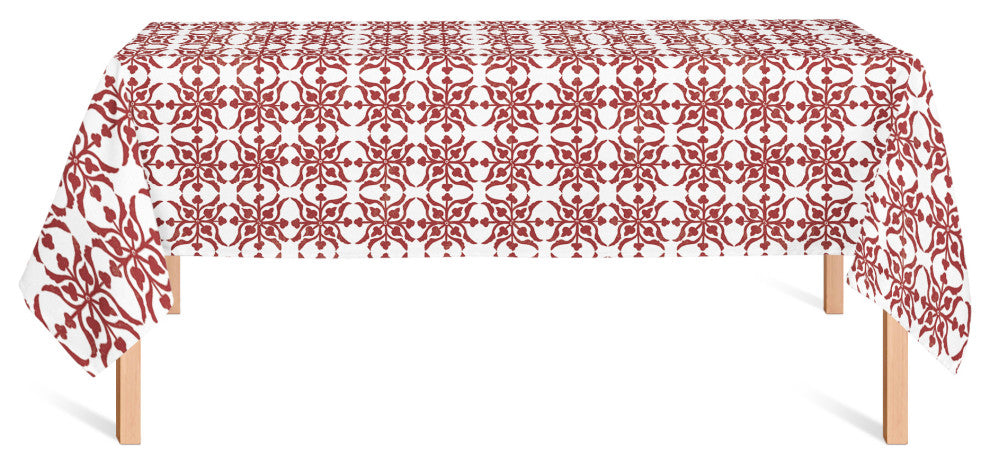 Distressed Tile Pattern Red 58x102 Tablecloth